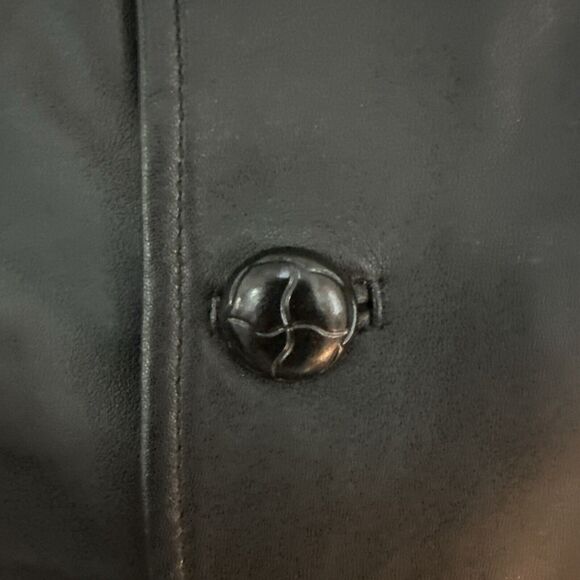 LA LEATHER California Leather Black Lined Coat Men's XL Button Vintage Jacket - Picture 16 of 16